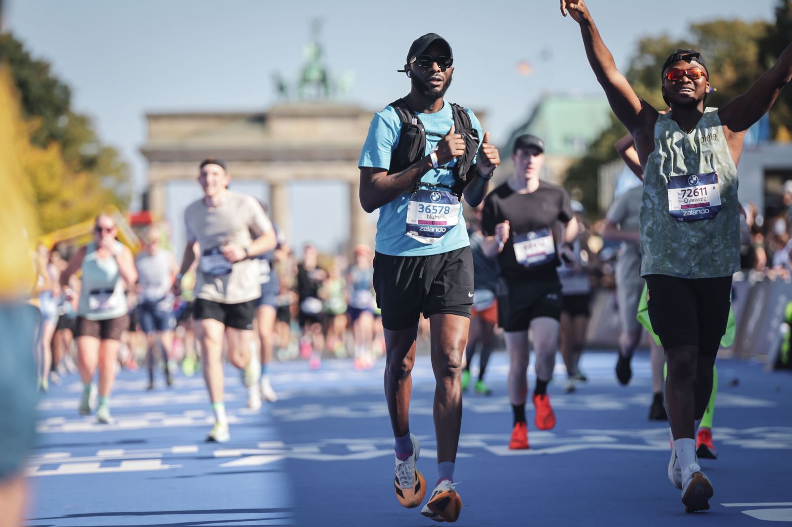 Arms up approaching the finish line